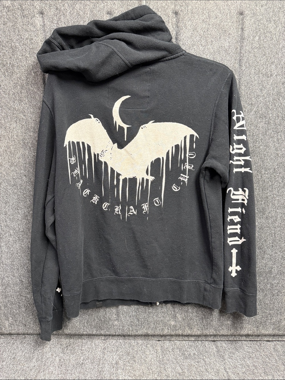 Black Cult Zip-Front Hoodie with Crescent Graphic - Picture 3 of 5